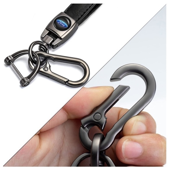 🆕 Ford Genuine Black Leather Car Keychain Key Chain Fob Ring Holder Accessory - Picture 5 of 5